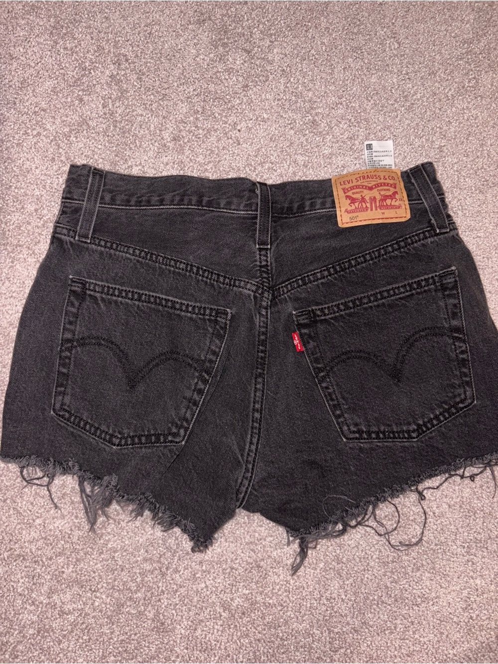 Levi's Black Frayed High-Rise Denim Shorts